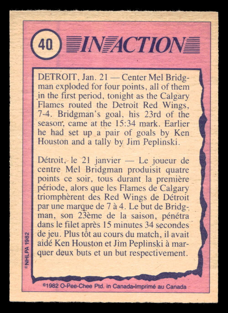 1982-83 O-Pee-Chee #40 Mel Bridgman IA Near Mint OPC 