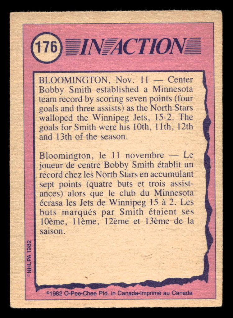 1982-83 O-Pee-Chee #176 Bobby Smith IA Very Good OPC 