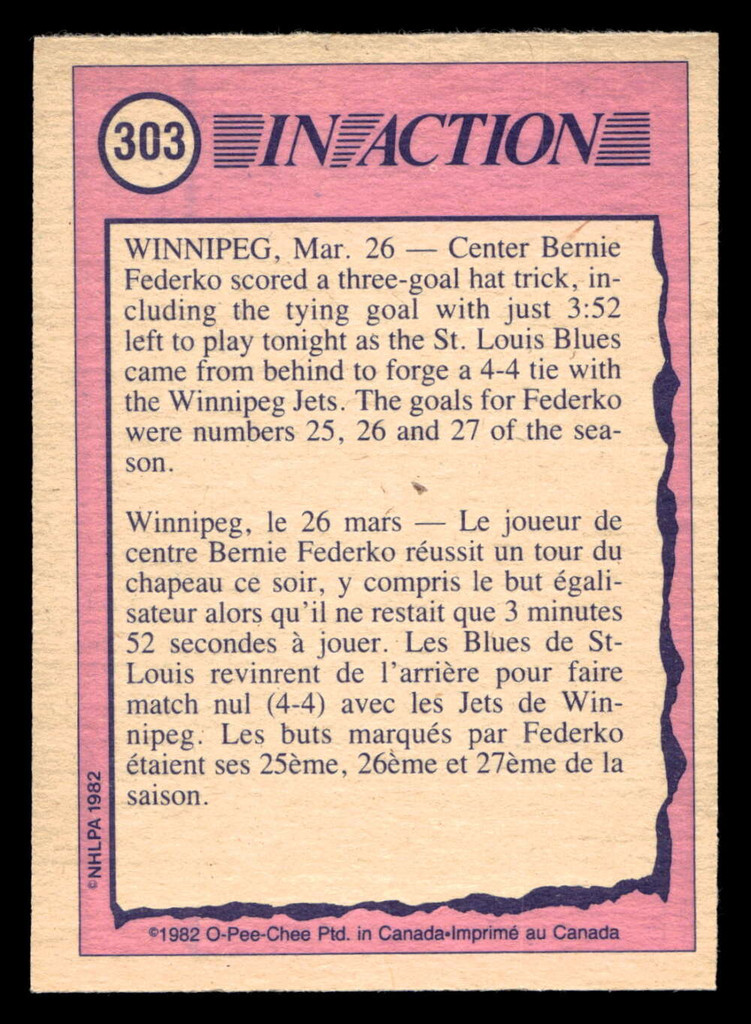 1982-83 O-Pee-Chee #303 Bernie Federko IA Near Mint 