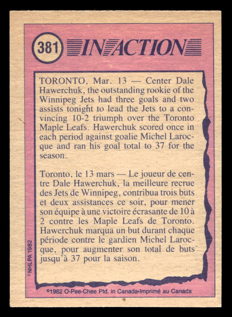1982-83 O-Pee-Chee #381 Dale Hawerchuk IA Near Mint 