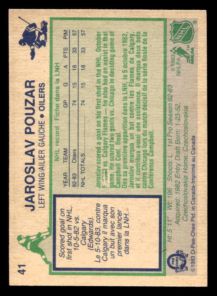 1983-84 O-Pee-Chee #41 Jaroslav Pouzar Near Mint RC Rookie 