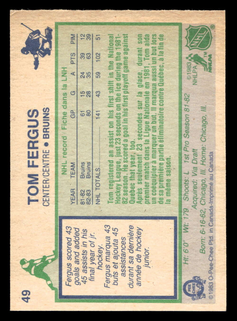 1983-84 O-Pee-Chee #49 Tom Fergus Ex-Mint 