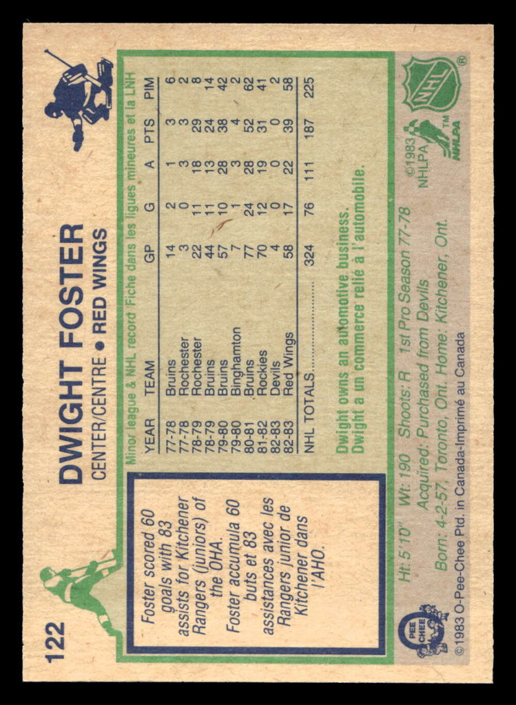 1983-84 O-Pee-Chee #122 Dwight Foster Near Mint+ 