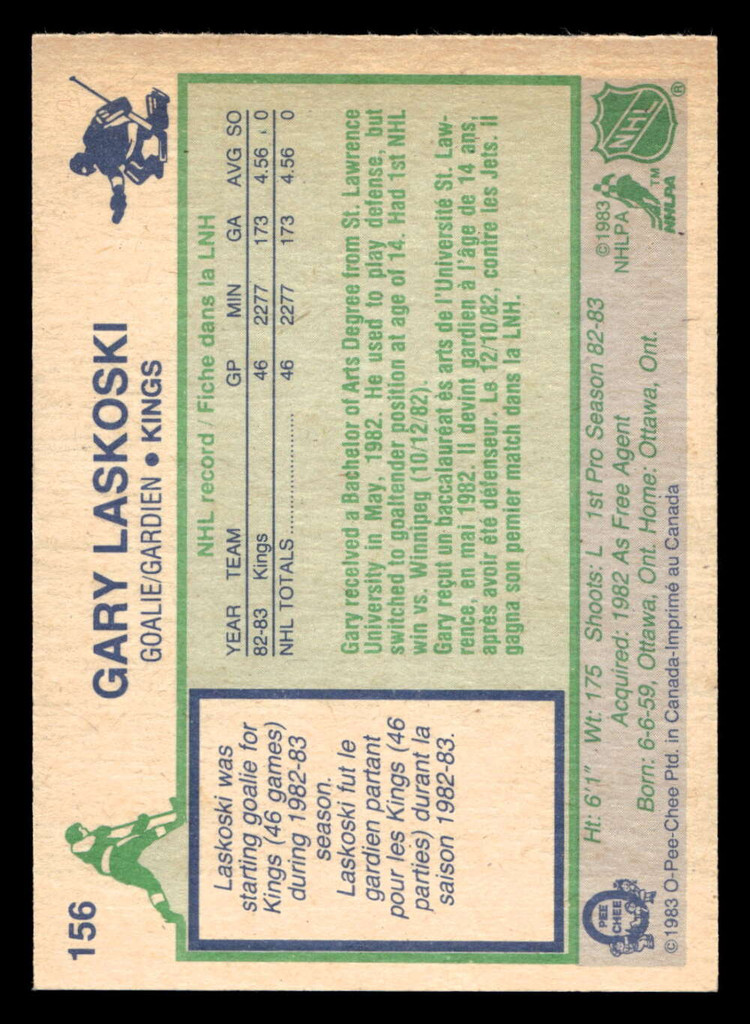 1983-84 O-Pee-Chee #156 Gary Laskoski Near Mint+ RC Rookie 