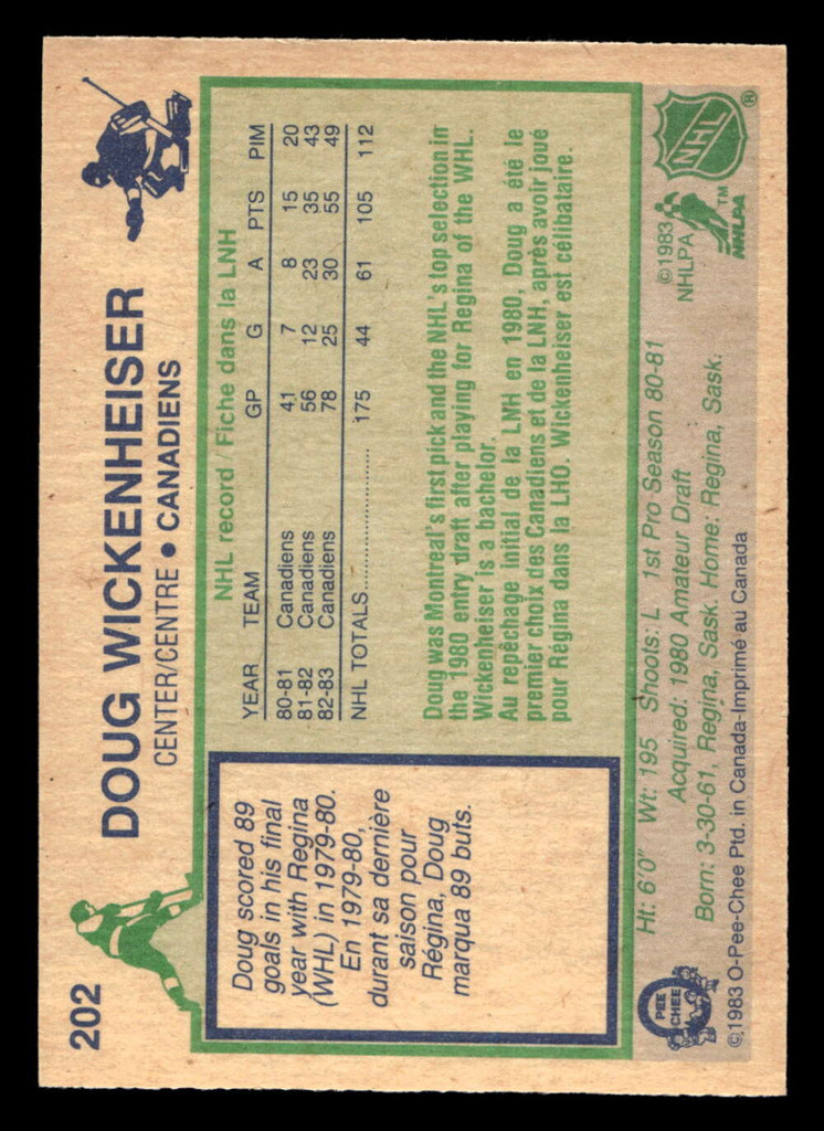 1983-84 O-Pee-Chee #202 Doug Wickenheiser Near Mint+ 