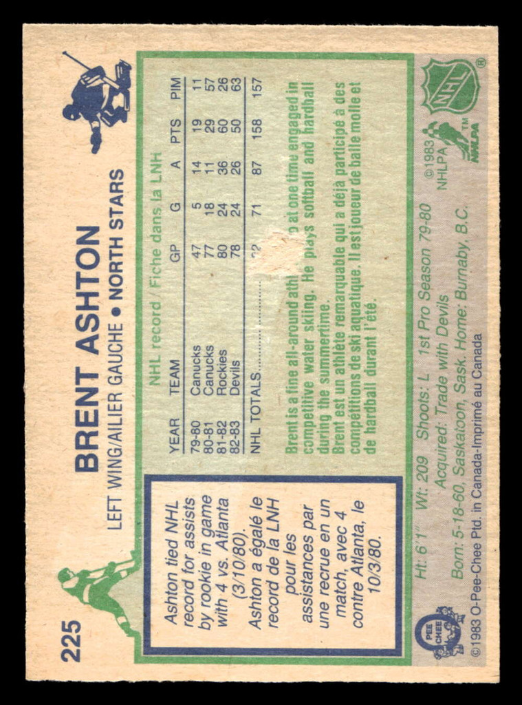 1983-84 O-Pee-Chee #225 Brent Ashton Near Mint OPC 