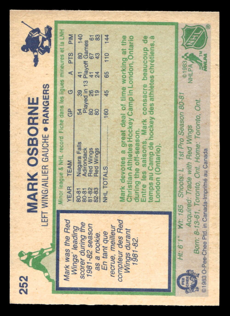 1983-84 O-Pee-Chee #252 Mark Osborne Near Mint OPC 