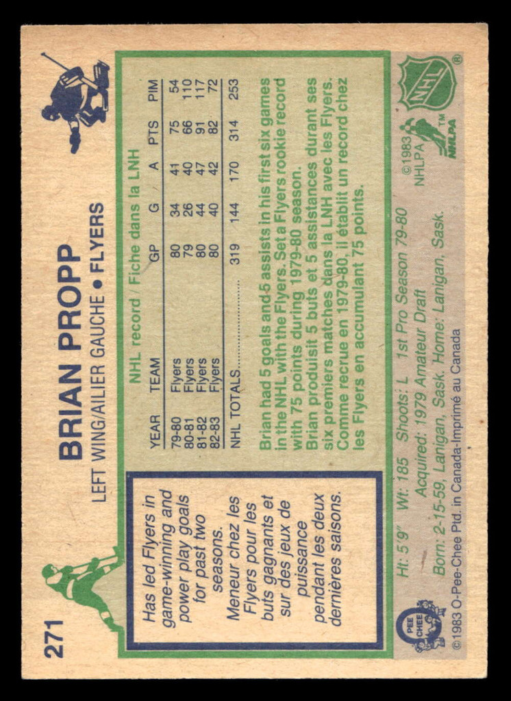 1983-84 O-Pee-Chee #271 Brian Propp Ex-Mint OPC 