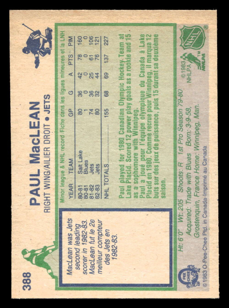 1983-84 O-Pee-Chee #388 Paul MacLean Near Mint+ OPC 