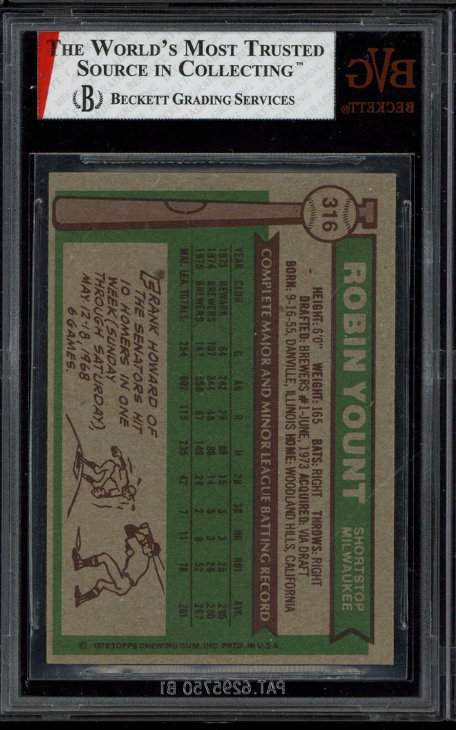 1976 Topps #316 Robin Yount Brewers BVG 8 NM-Mint