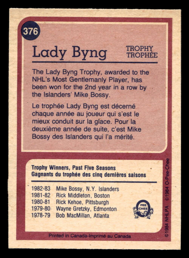 1984-85 O-Pee-Chee #376 Mike Bossy TR Near Mint+ OPC 