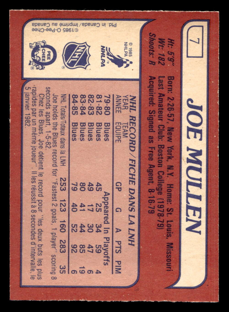 1985-86 O-Pee-Chee #7 Joe Mullen Near Mint+ OPC 