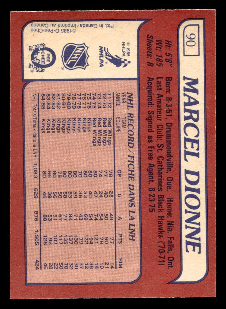 1985-86 O-Pee-Chee #90 Marcel Dionne Ex-Mint OPC 