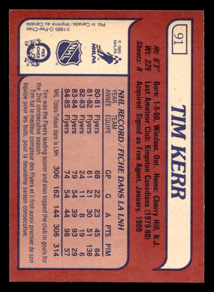 1985-86 O-Pee-Chee #91 Tim Kerr Near Mint+ OPC 
