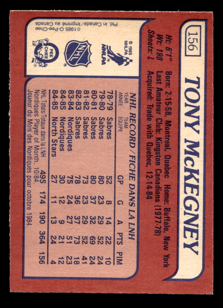 1985-86 O-Pee-Chee #156 Tony McKegney Near Mint OPC 