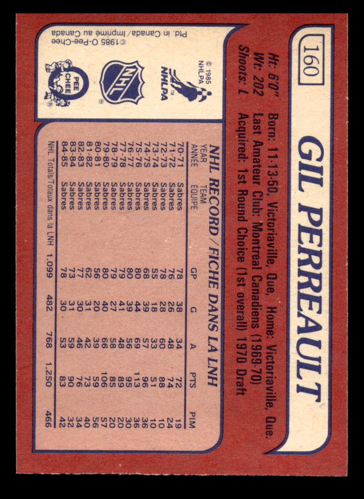 1985-86 O-Pee-Chee #160 Gilbert Perreault Near Mint OPC 