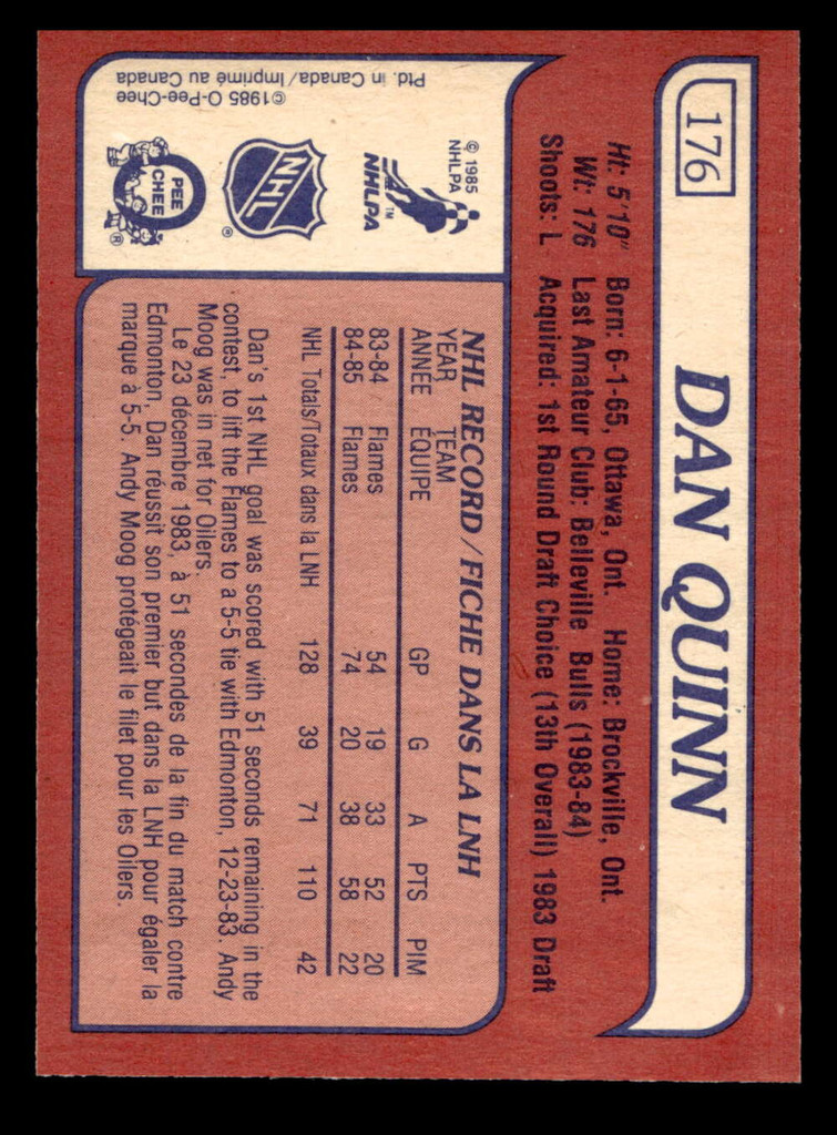1985-86 O-Pee-Chee #176 Dan Quinn Near Mint OPC 