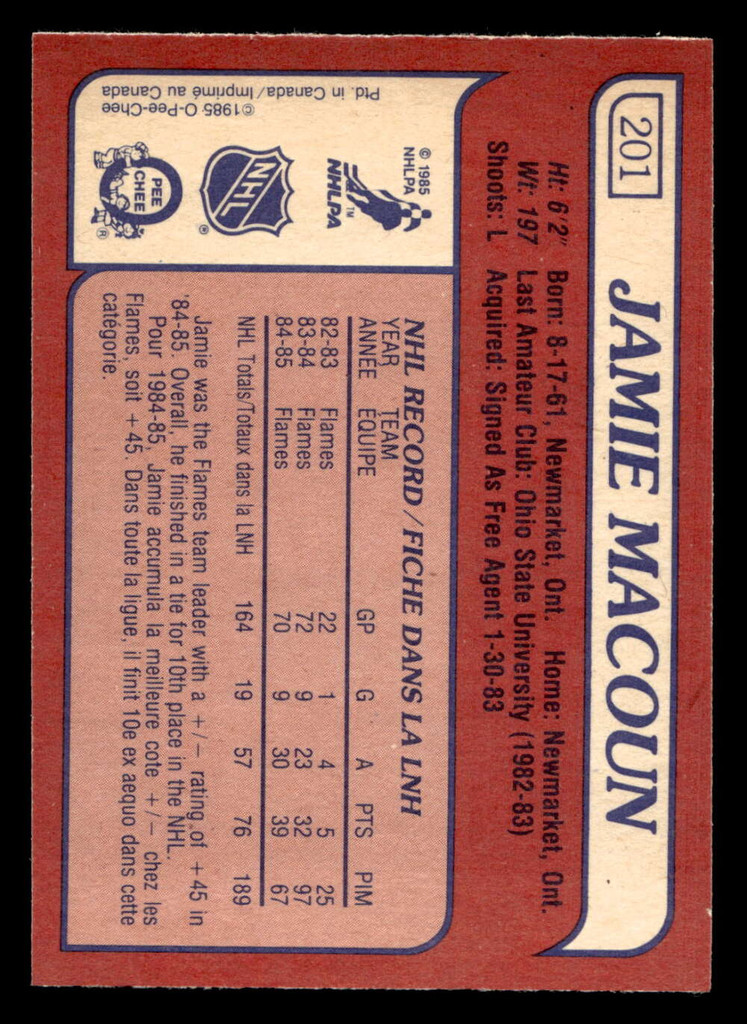 1985-86 O-Pee-Chee #201 Jamie Macoun Near Mint OPC 