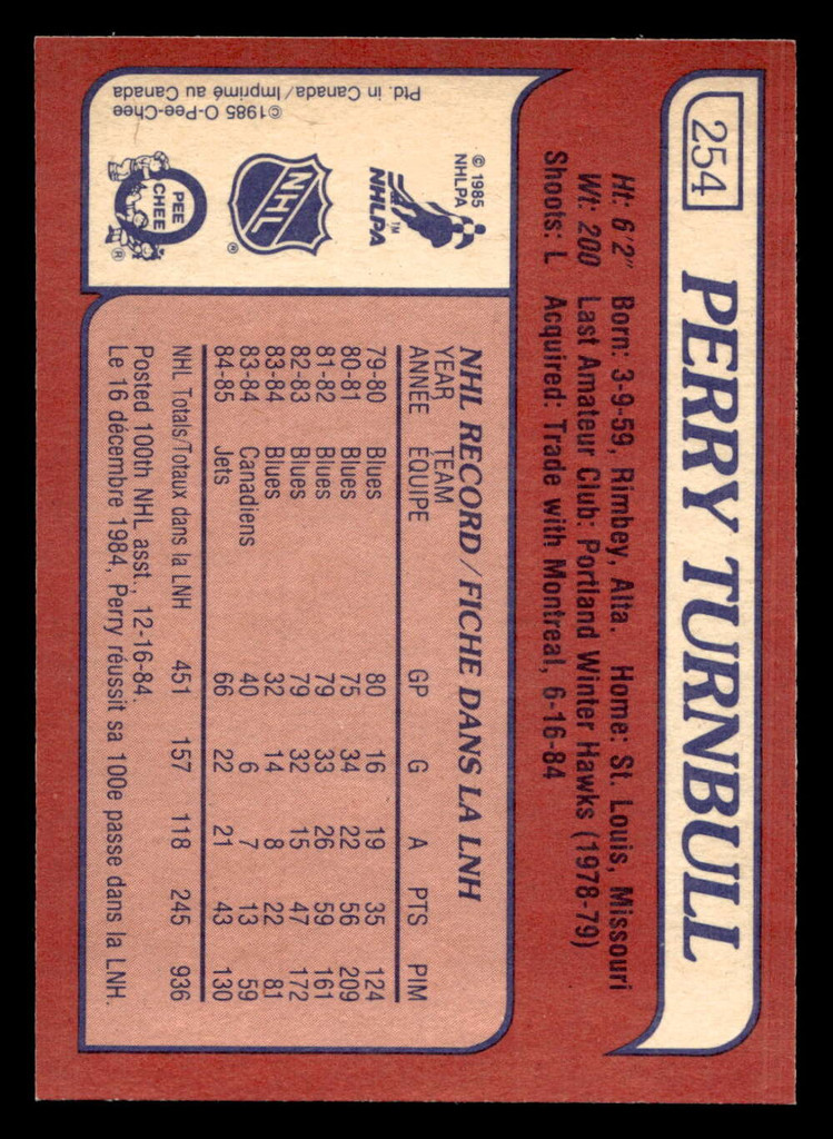 1985-86 O-Pee-Chee #254 Perry Turnbull Near Mint+ OPC 