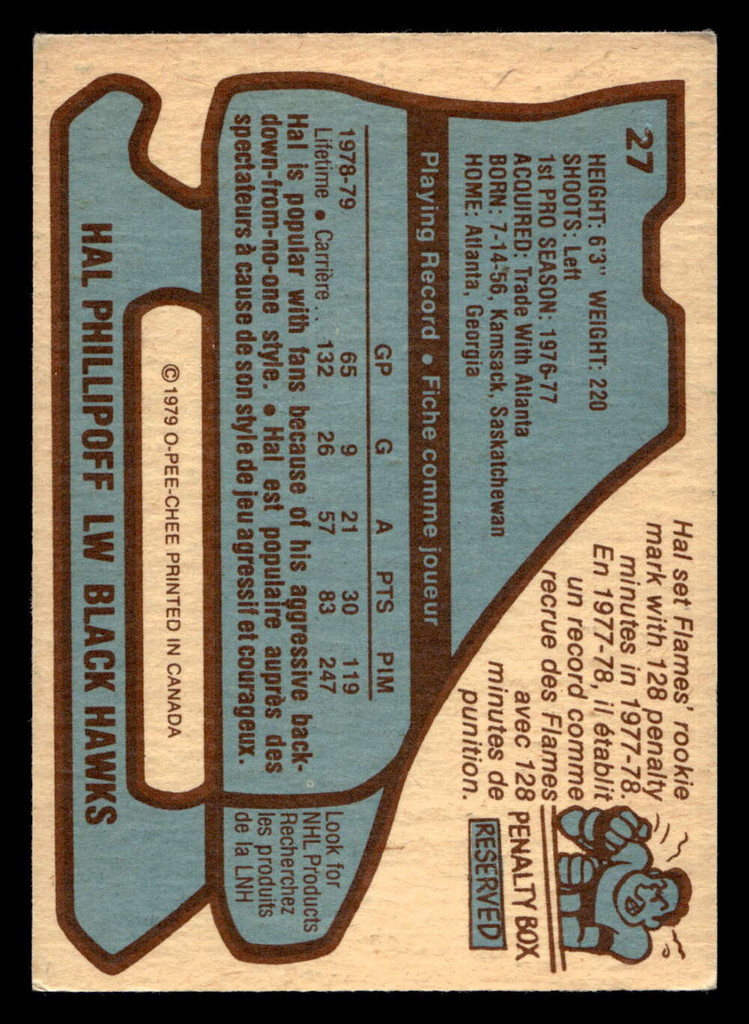 1979-80 O-Pee-Chee #27 Harold Phillipoff Very Good RC Rookie OPC 