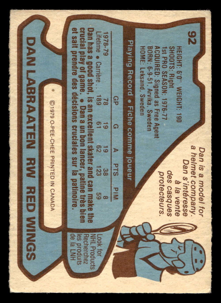 1979-80 O-Pee-Chee #92 Dan Labraaten Very Good OPC 