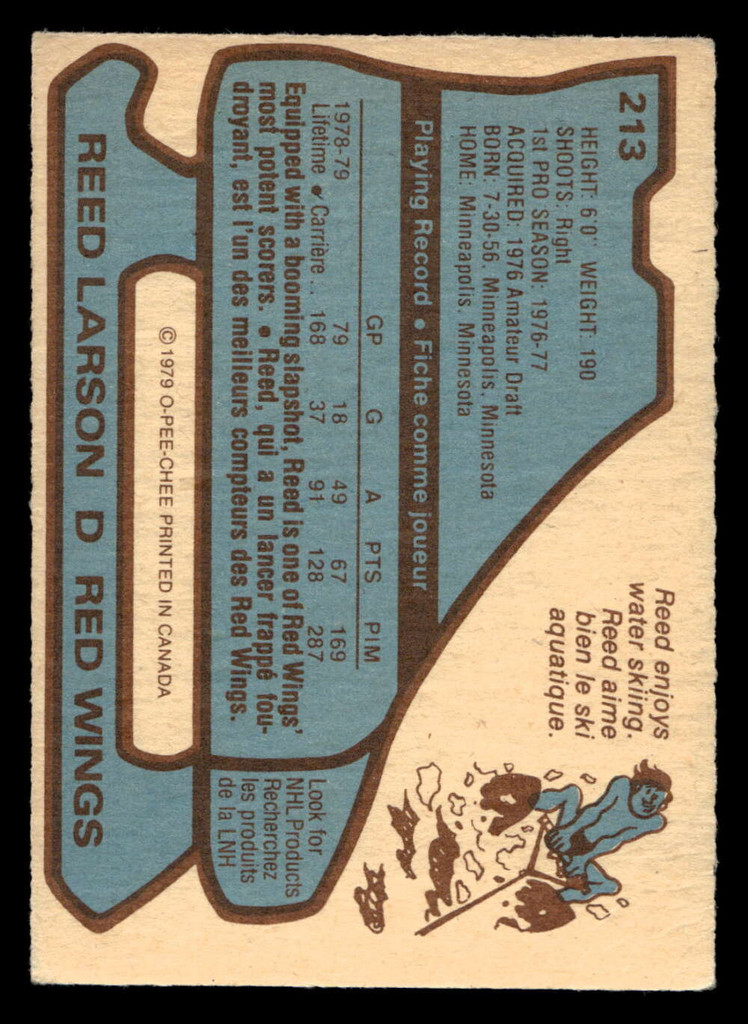 1979-80 O-Pee-Chee #213 Reed Larson Very Good OPC 