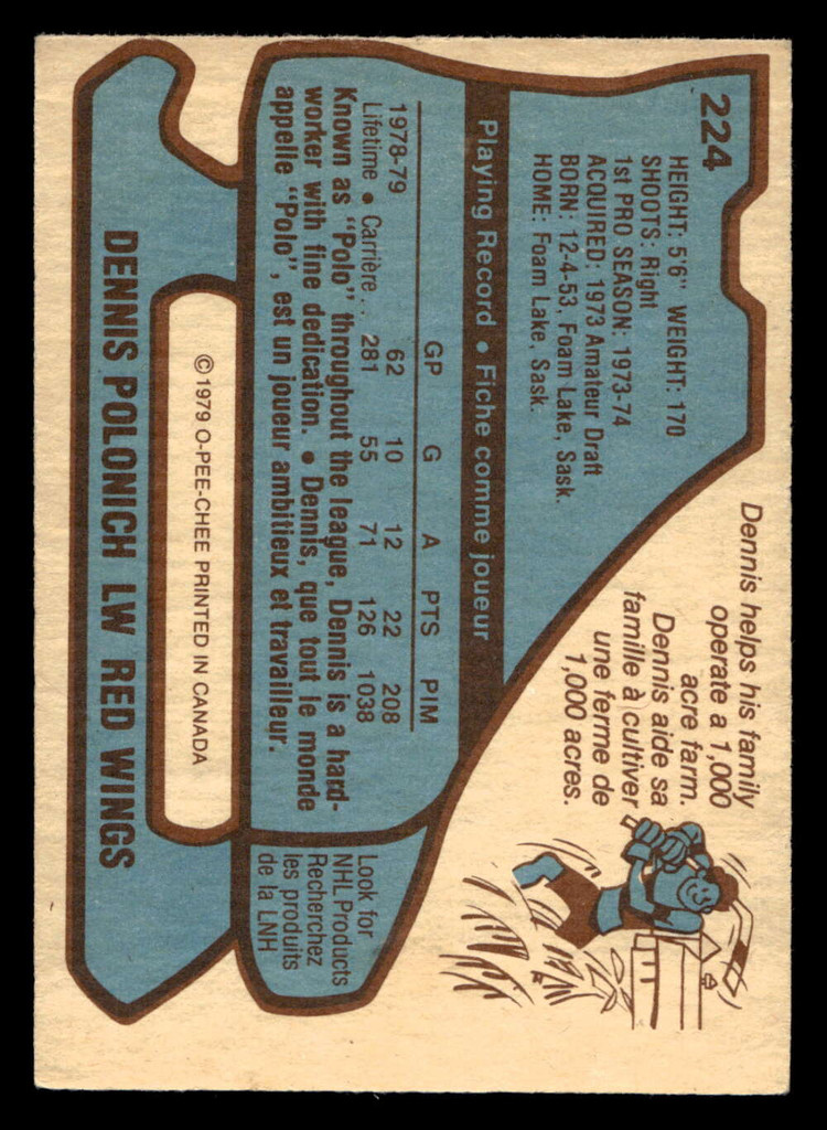 1979-80 O-Pee-Chee #224 Dennis Polonich Ex-Mint OPC 