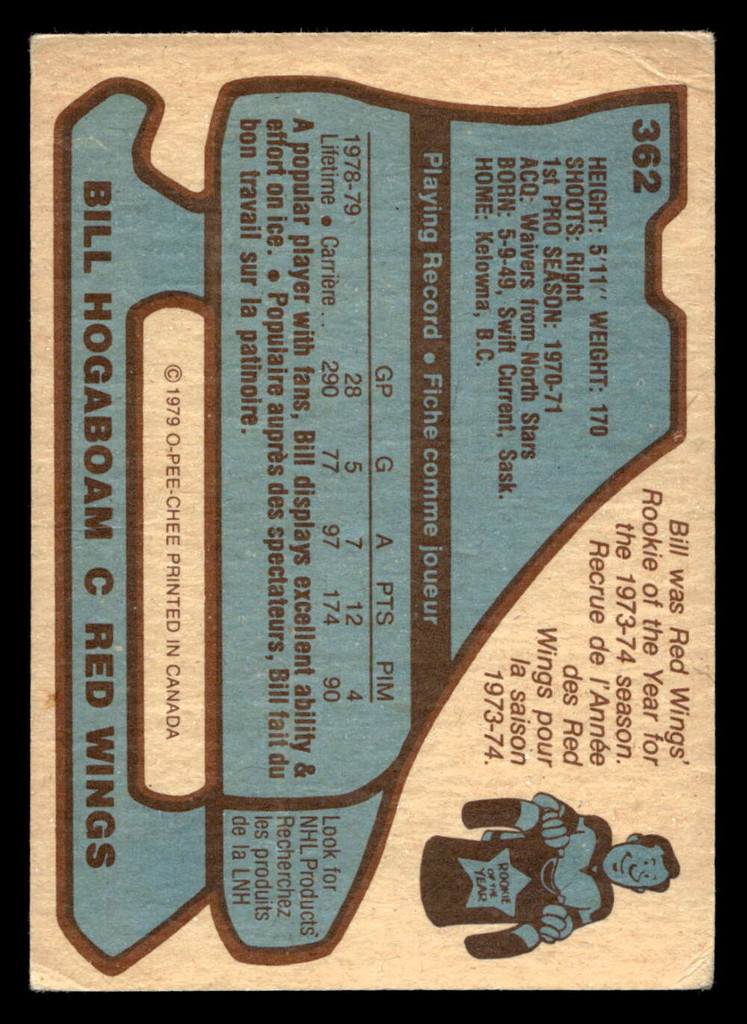1979-80 O-Pee-Chee #362 Bill Hogaboam Very Good OPC 