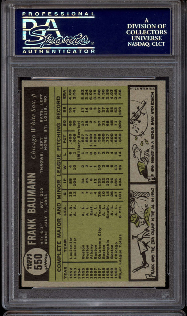 1961 Topps #550 Frank Baumann PSA 7 Near Mint