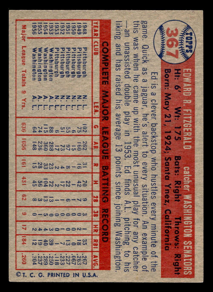 1957 Topps #367 Ed Fitz Gerald Ex-Mint  ID: 511841