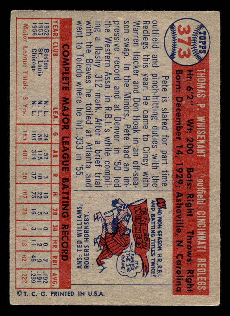 1957 Topps #373 Pete Whisenant Excellent+ RC Rookie  ID: 511847