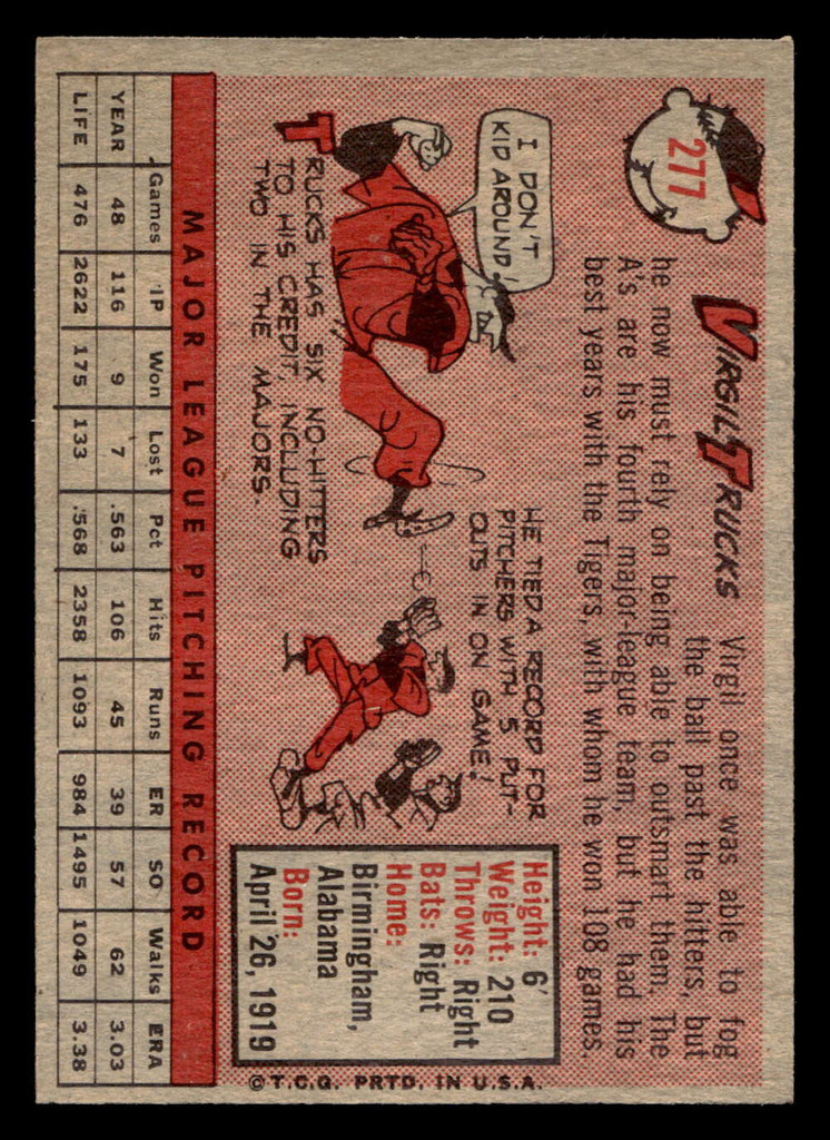 1958 Topps #277 Virgil Trucks Excellent+  ID: 511905