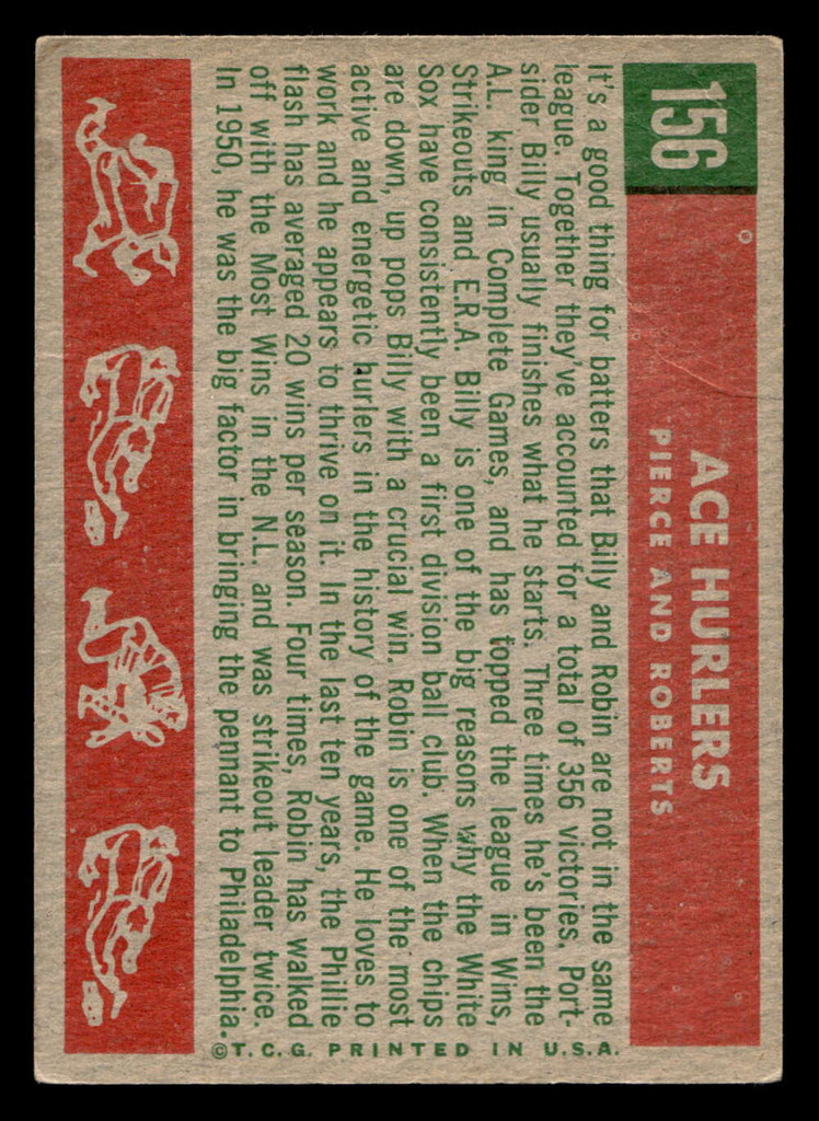 1959 Topps #156 Billy Pierce/Robin Roberts Ace Hurlers Very Good  ID: 512008