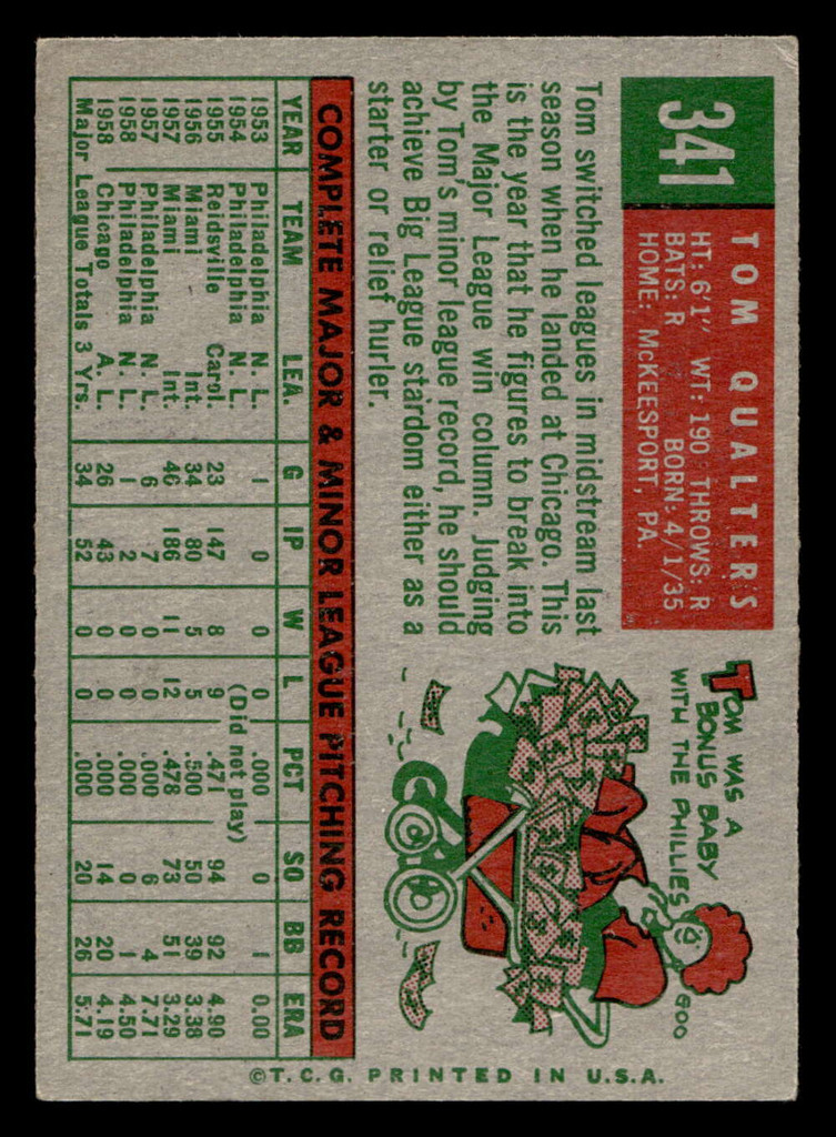 1959 Topps #341 Tom Qualters Excellent+  ID: 512093