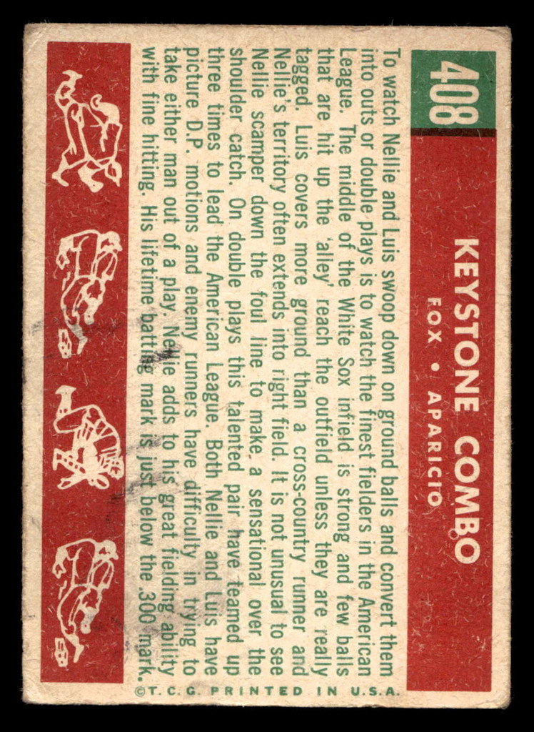 1959 Topps #408 Nellie Fox/Luis Aparicio Keystone Combo Very Good  ID: 512139