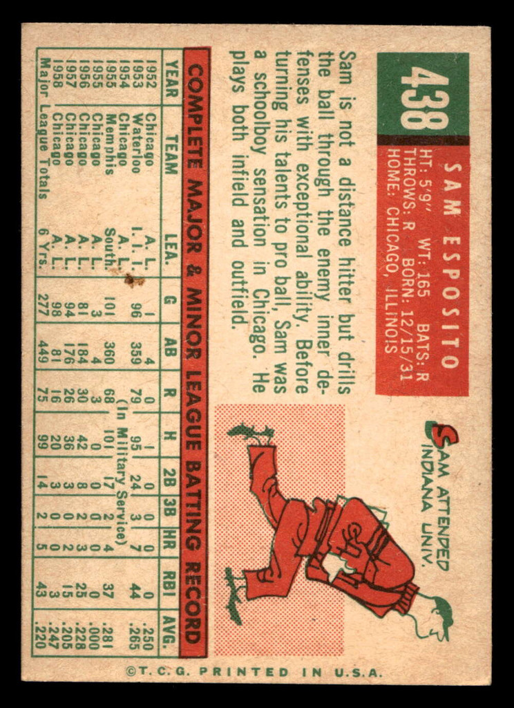 1959 Topps #438 Sammy Esposito Excellent+  ID: 512169