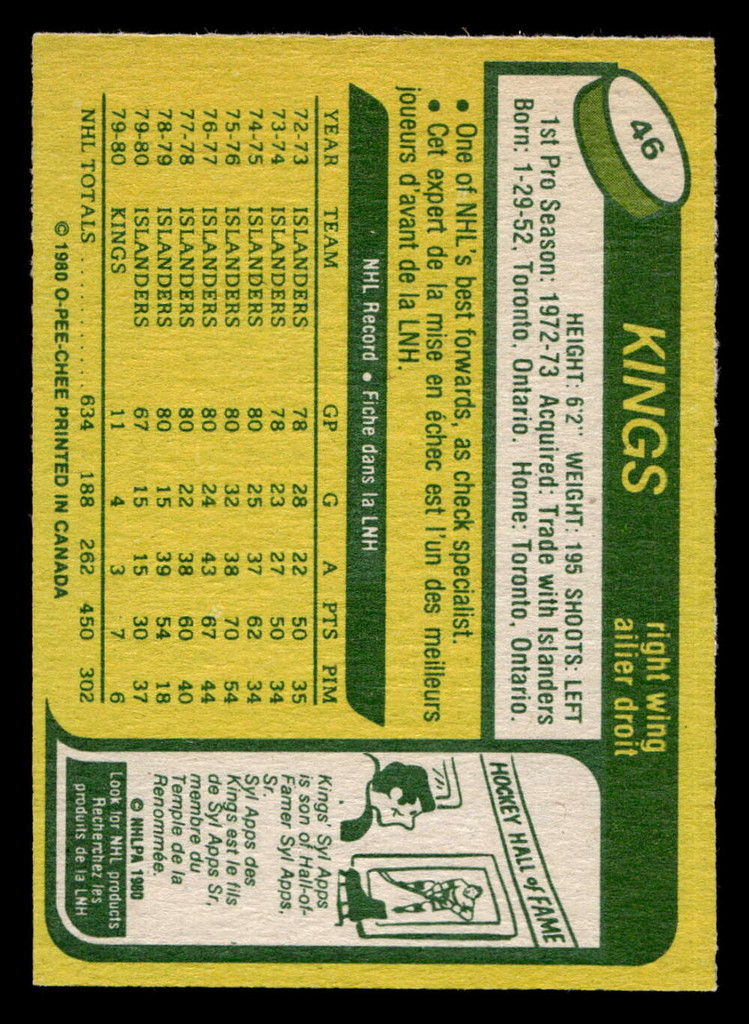 1980-81 O-Pee-Chee #46 Billy Harris Near Mint OPC 