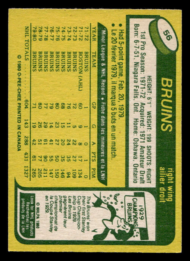 1980-81 O-Pee-Chee #56 Terry O'Reilly Ex-Mint OPC  ID: 512692