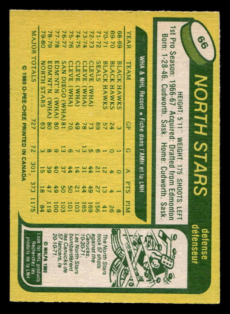 1980-81 O-Pee-Chee #66 Paul Shmyr Near Mint OPC 