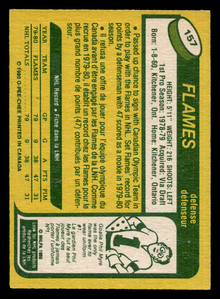 1980-81 O-Pee-Chee #157 Paul Reinhart Ex-Mint RC Rookie OPC 