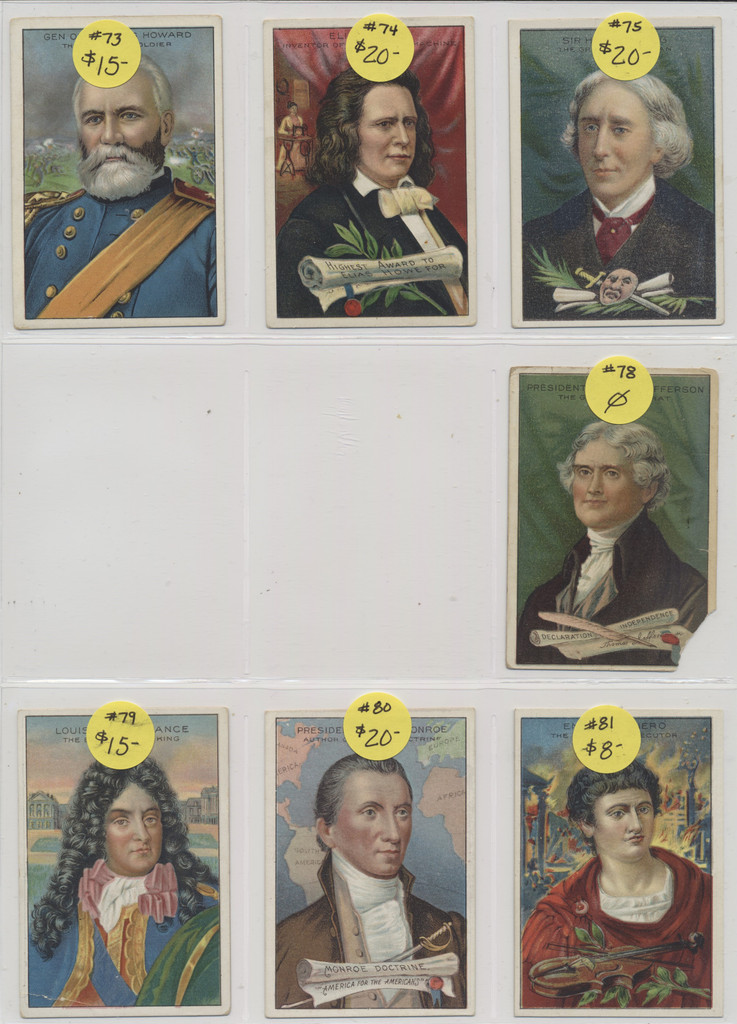 1911 T68 HEROES OF HISTORY  Partial Set 76/100 WILL SELL SINGLES  #*sku37114