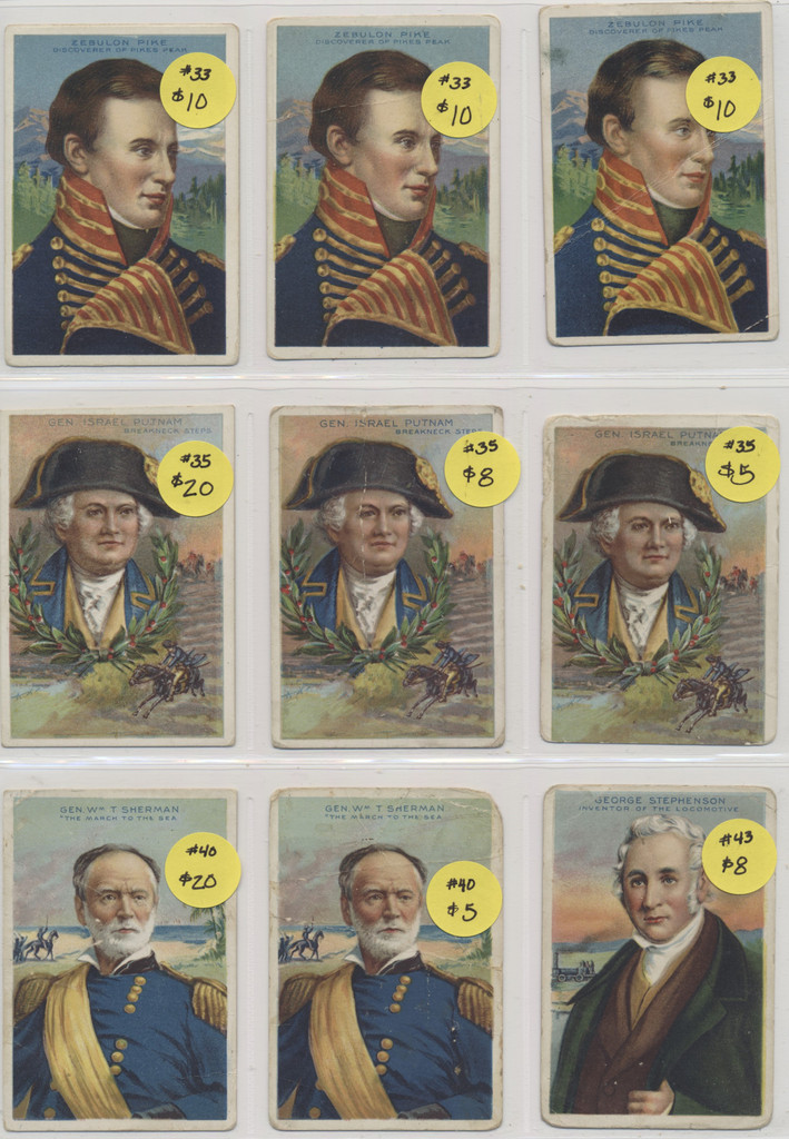 1911 T68 HEROES OF HISTORY  Partial Set 31 different/100 with 20 duplicates WILL SELL SINGLES  #*sku37114