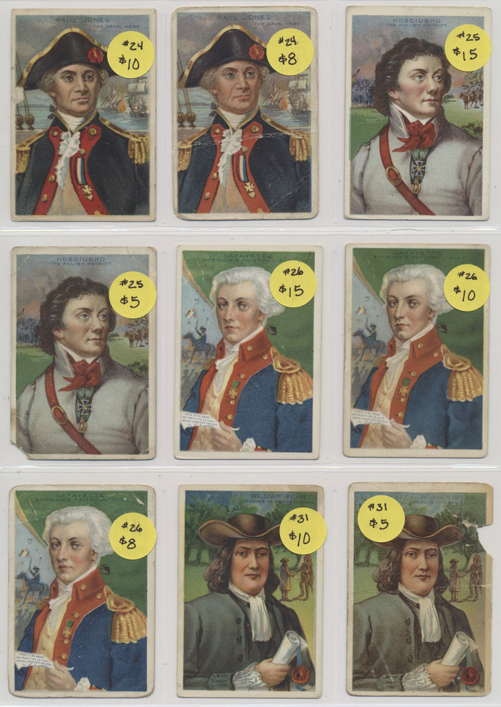 1911 T68 HEROES OF HISTORY  Partial Set 31 different/100 with 20 duplicates WILL SELL SINGLES  #*sku37114