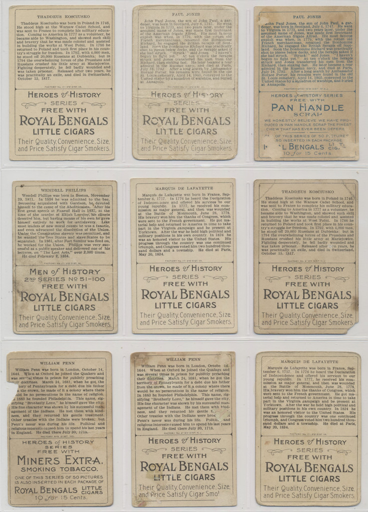 1911 T68 HEROES OF HISTORY  Partial Set 29 different/100 with 13 duplicates WILL SELL SINGLES  #*sku37114