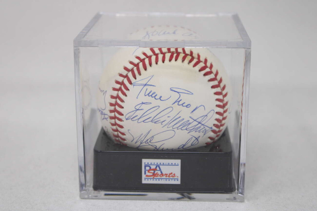 Hank Aaron Willie Mays Baseball Signed Autograph PSA/DNA 500 HR 9 Signatures 9 MINT