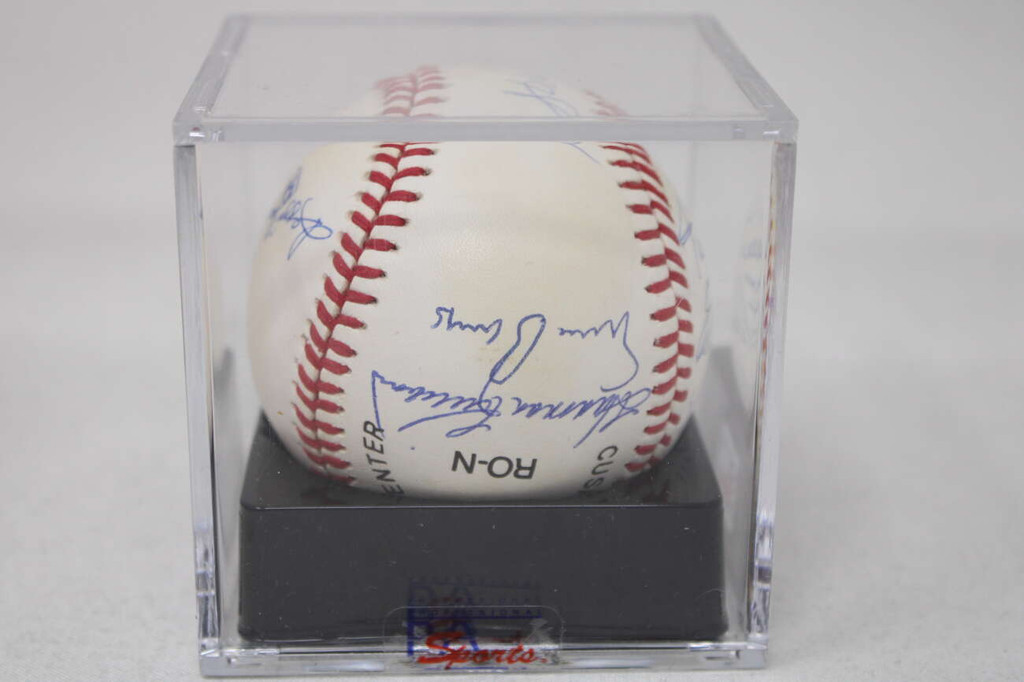 Hank Aaron Willie Mays Baseball Signed Autograph PSA/DNA 500 HR 9 Signatures 9 MINT