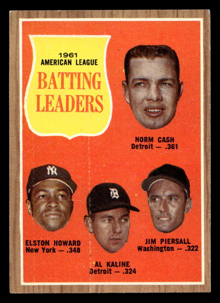 1962 Topps #51 Cash/Howard/Kaline/Piersall A.L. Batting Leaders Ex-Mint  ID: 512820