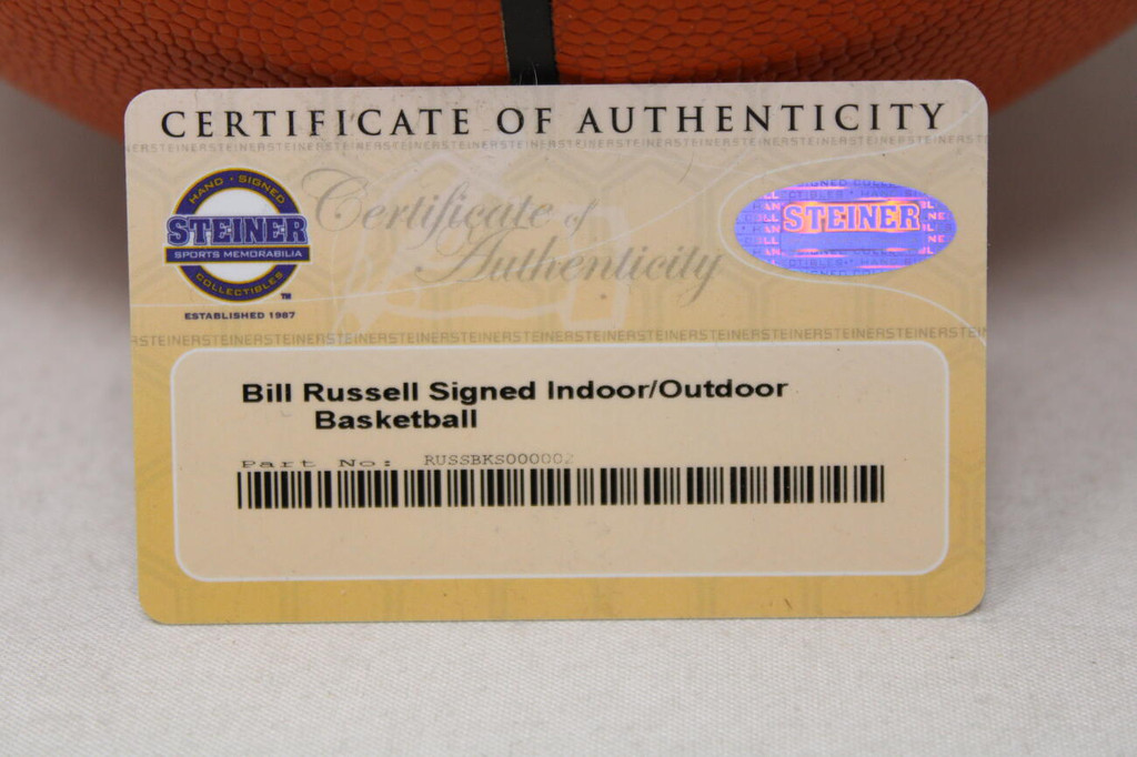 Bill Russell Signed Basketball Spalding Game Ball Series Boston Celtics STEINER Auth