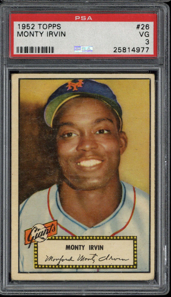 1952 Topps #26 Monty Irvin Giants PSA 3 VG Red Back