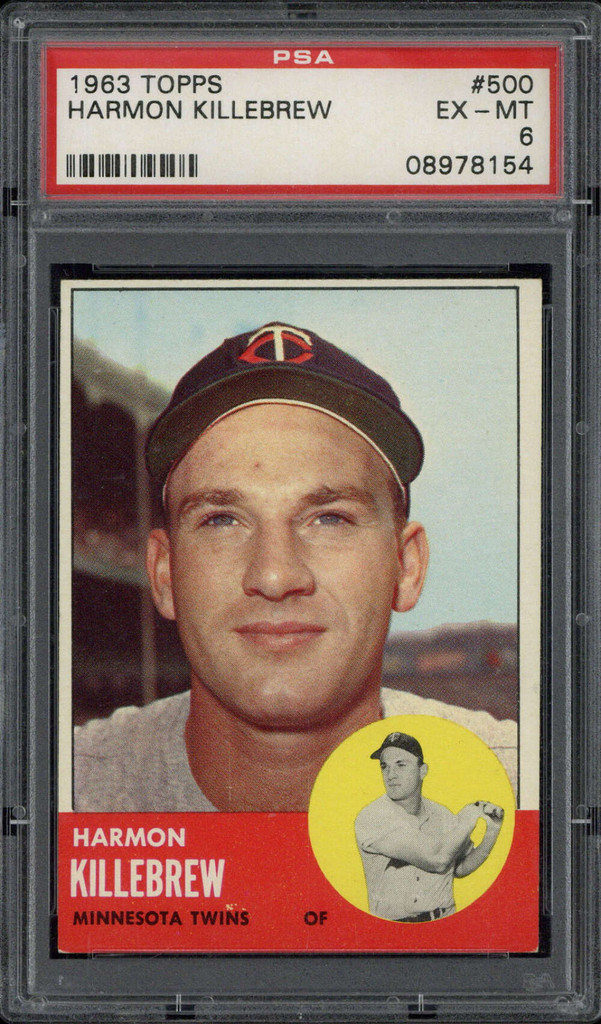 1963 Topps #500 Harmon Killebrew Twins PSA 6 EX-Mint